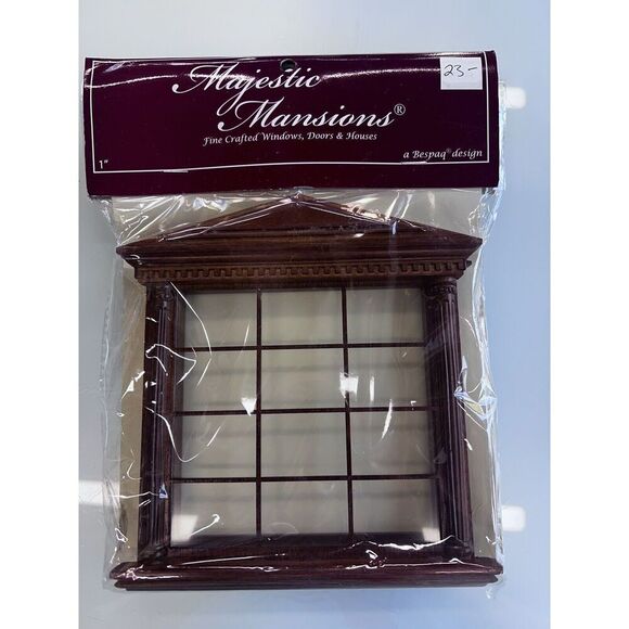 Majestic Mansions Miniature Walnut Spenser Carved Double Window 1:12 scale